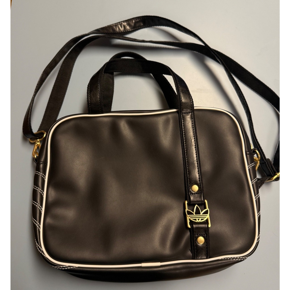 ADIDAS AIRLINER MEDIUM BAG Black w/Gold Hardware 12"X9"